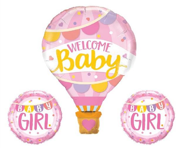Pembe Welcome Baby 3'lü Folyo Balon Seti