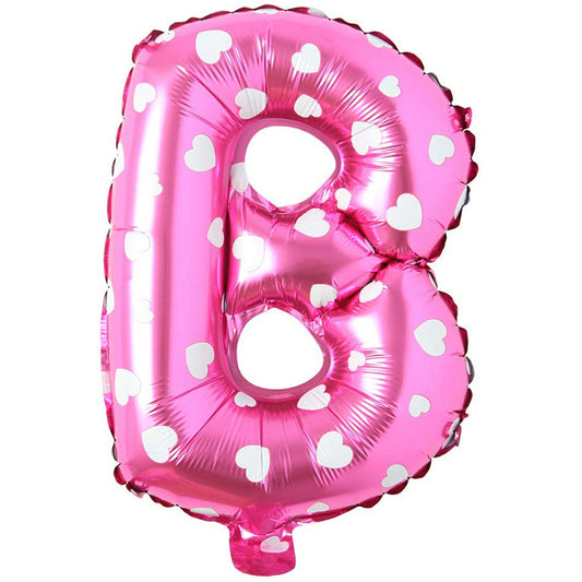 16" Kalpli Pembe Harf Folyo Balon - B