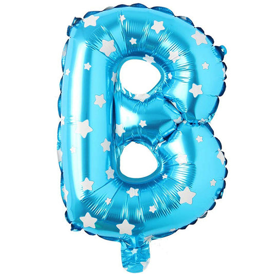 16" Yıldızlı Mavi Harf Folyo Balon - B
