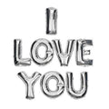 Gümüş I Love You Yazı Folyo Balon