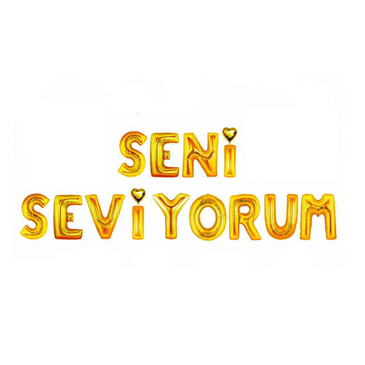 Gold Seni Seviyorum Yazı Folyo Balon