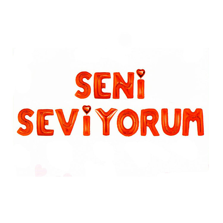 Kırmızı Seni Seviyorum Yazı Folyo Balon