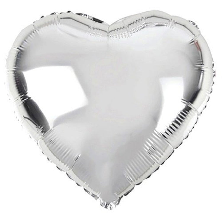 10" Parlak Gümüş Kalp Folyo Balon