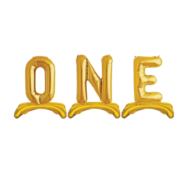 Ayaklı Gold One Folyo Balon Seti