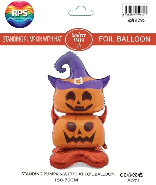 Ayaklı Şapkalı Balkabağı Folyo Balon