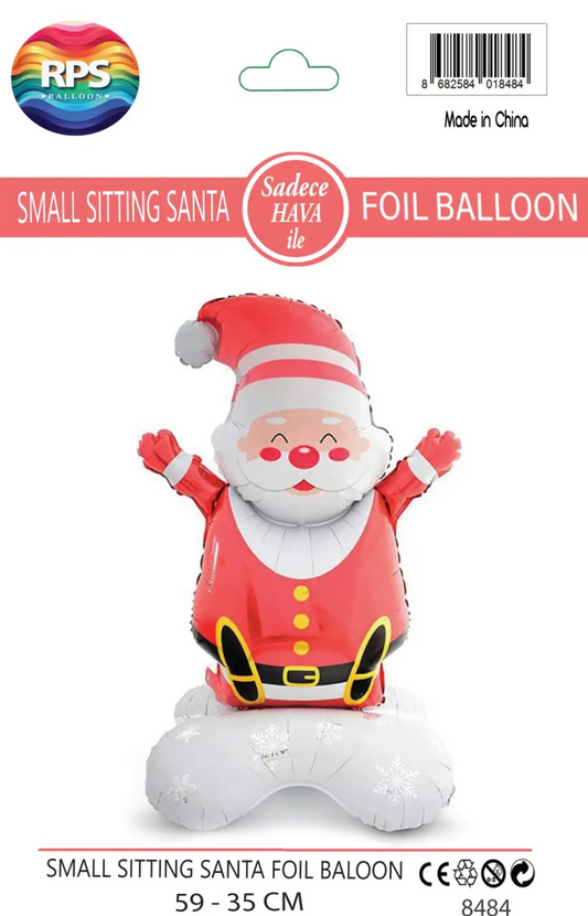 Ayaklı Küçük Oturan Noel Baba Folyo Balon