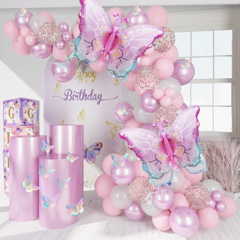 Benekli Pembe Kelebek Folyo Balon