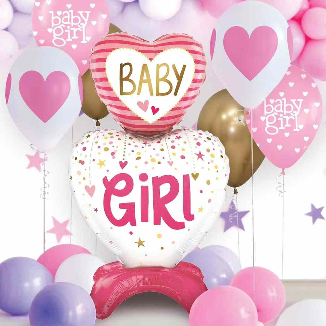 Ayaklı Pembe Baby Girl Folyo Balon