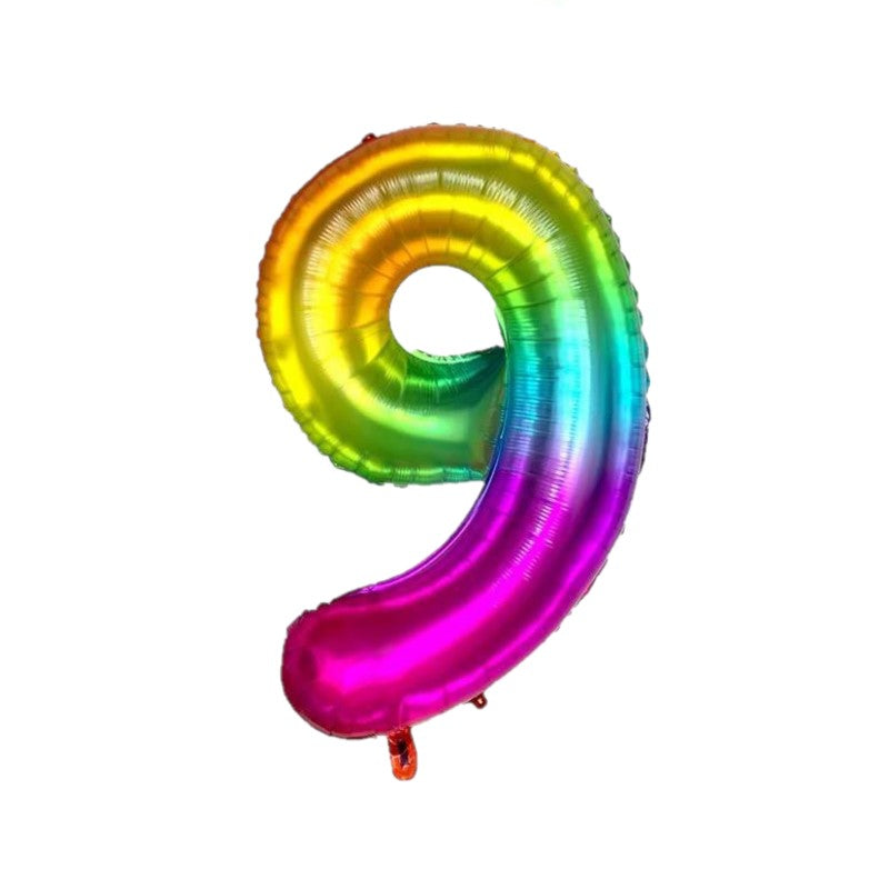 34" Gökkuşağı Rakam Folyo Balon - 9