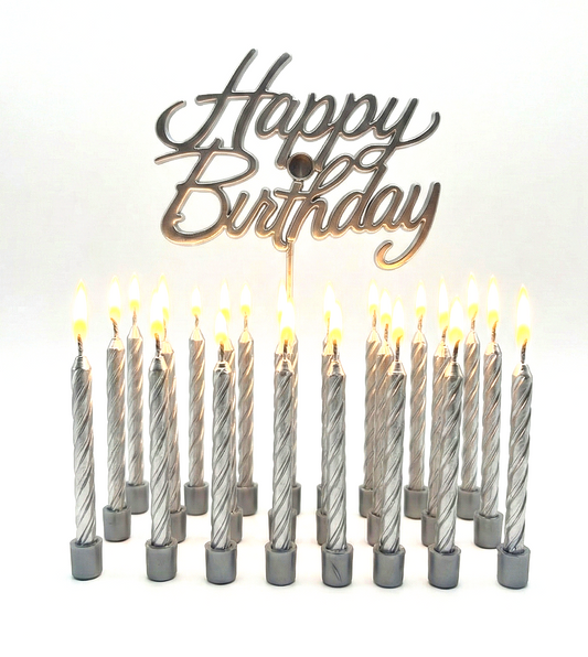 Gümüş Happy Birthday 11'li Doğum Günü Mumu