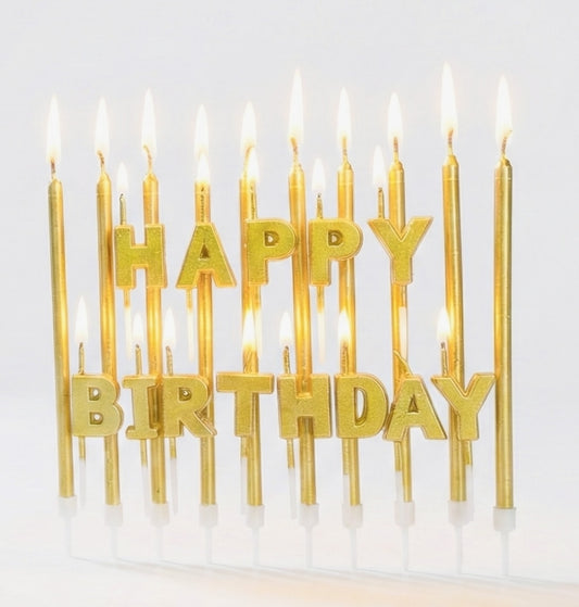 Gold Happy Birthday 23'lü Doğum Günü Mumu