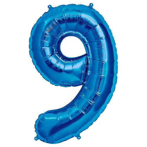 34" Mavi Rakam Folyo Balon - 9