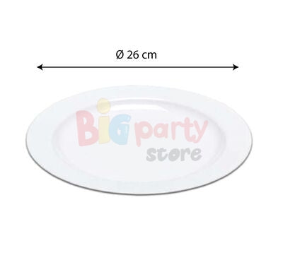 Plastik Tabak Porselen Görünümlü Beyaz 26 cm 10'lu