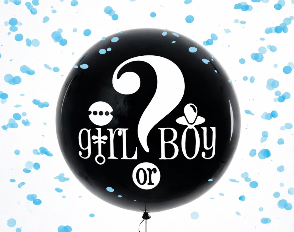 18" Mavi Konfetili Cinsiyet Folyo Balon