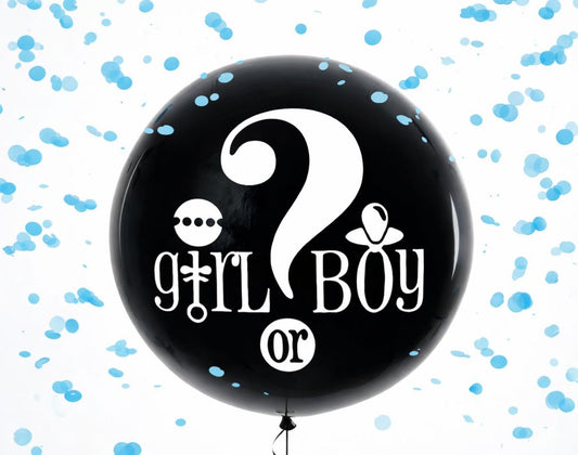 18" Mavi Konfetili Cinsiyet Folyo Balon