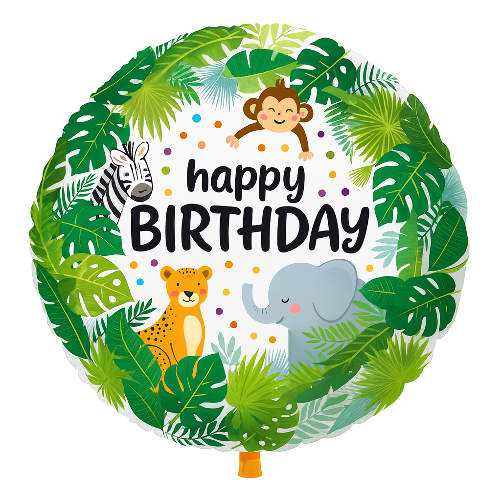 18" Safari Hayvanlar Yuvarlak Folyo Balon
