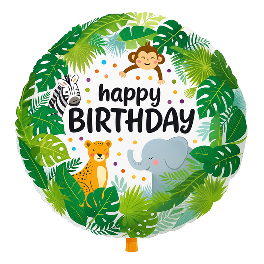 18" Safari Hayvanlar Yuvarlak Folyo Balon