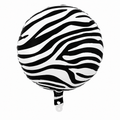 18" Zebra Desenli Yuvarlak Folyo Balon