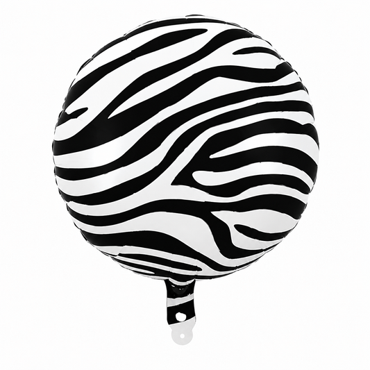 18" Zebra Desenli Yuvarlak Folyo Balon