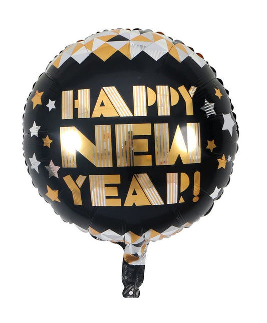 18" Happy New Year Yuvarlak Folyo Balon