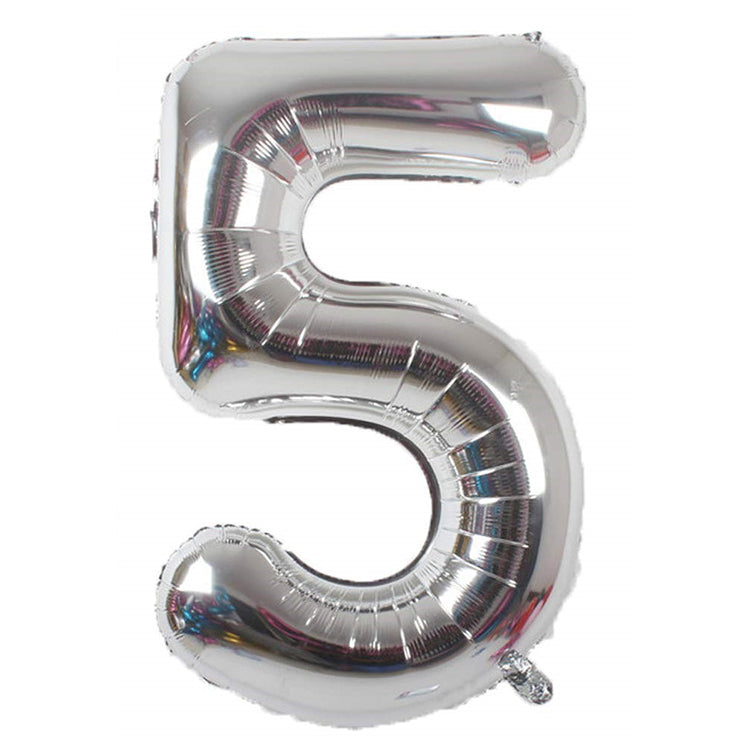 34" Gümüş Rakam Folyo Balon - 5