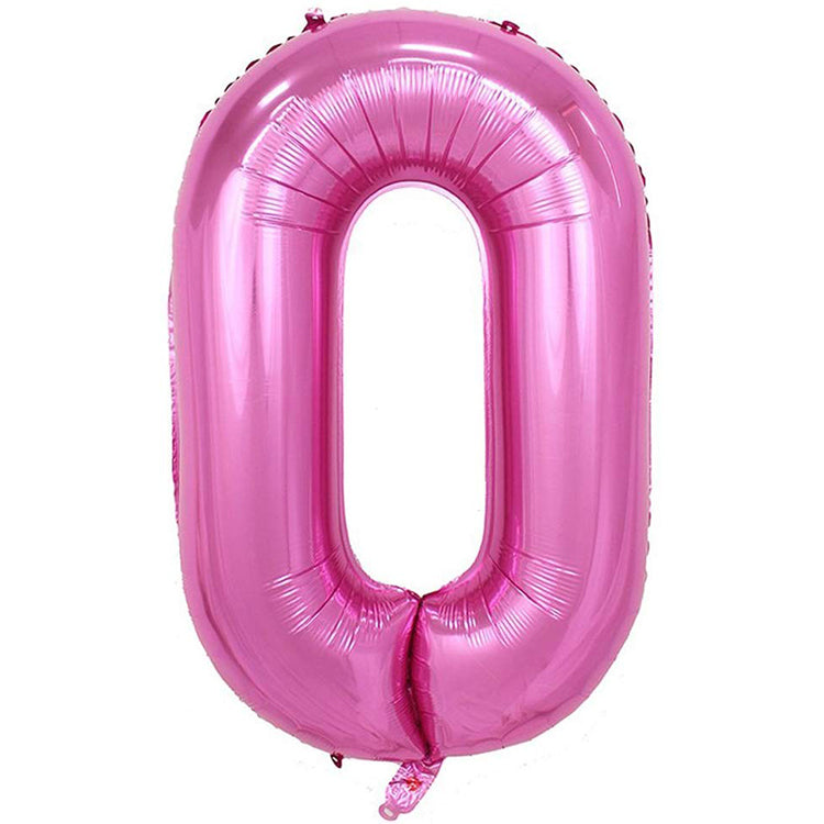 40" Pembe Rakam Folyo Balon - 0