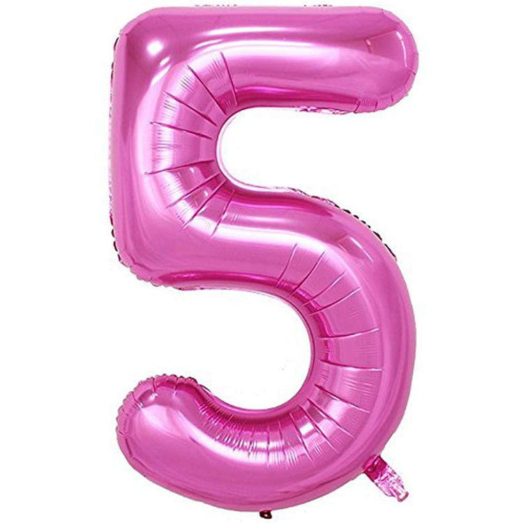 40" Pembe Rakam Folyo Balon - 5