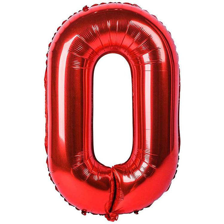40" Kırmızı Rakam Folyo Balon - 0