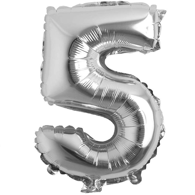 16" Gümüş Rakam Folyo Balon - 5