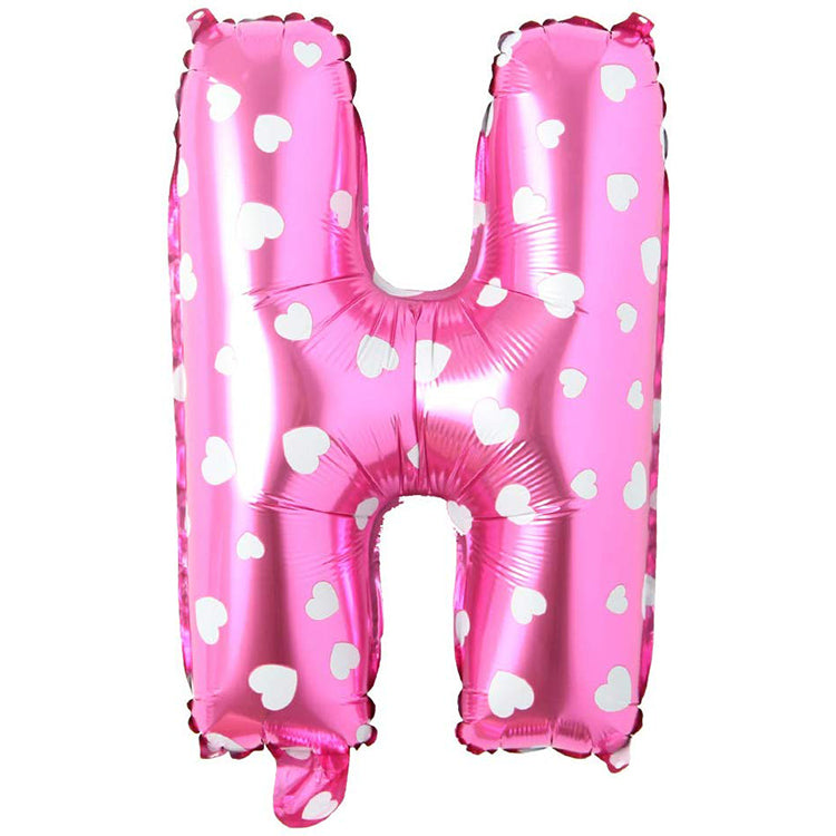 16" Kalpli Pembe Harf Folyo Balon - H