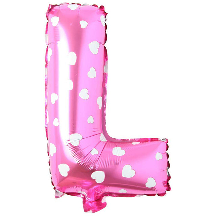 16" Kalpli Pembe Harf Folyo Balon - L