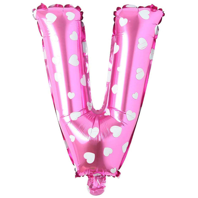 16" Kalpli Pembe Harf Folyo Balon - V
