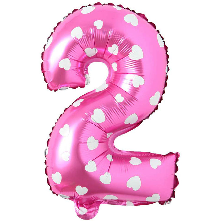 16" Kalpli Pembe Rakam Folyo Balon - 2