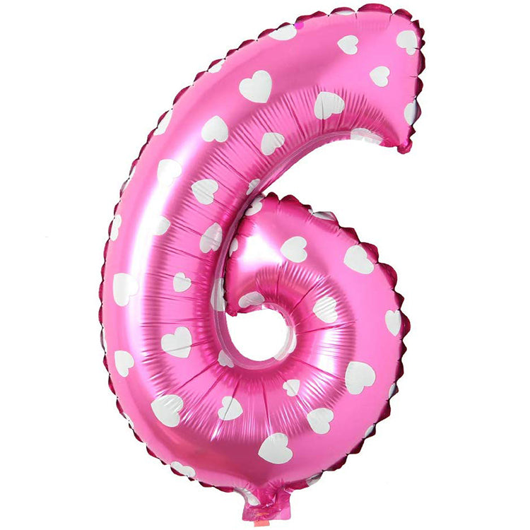 16" Kalpli Pembe Rakam Folyo Balon - 6