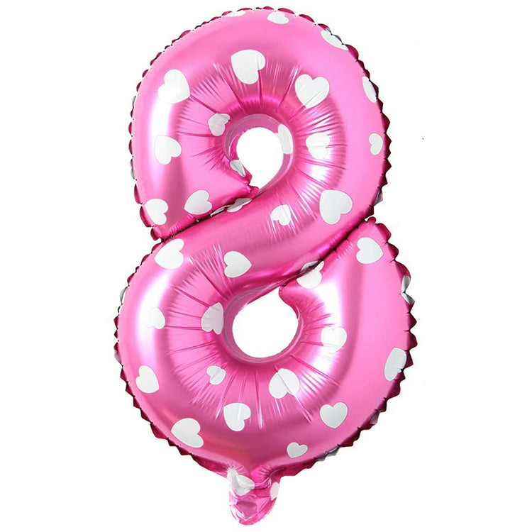 16" Kalpli Pembe Rakam Folyo Balon - 8