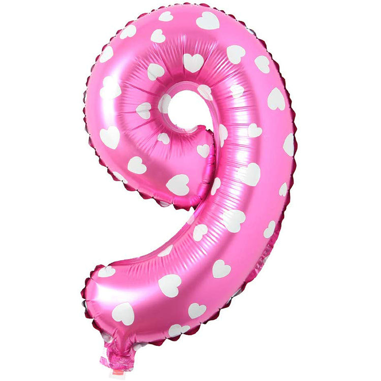 16" Kalpli Pembe Rakam Folyo Balon - 9