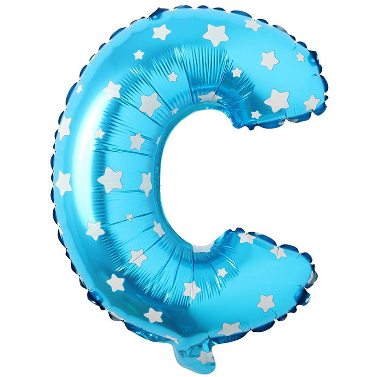 16" Yıldızlı Mavi Harf Folyo Balon - C