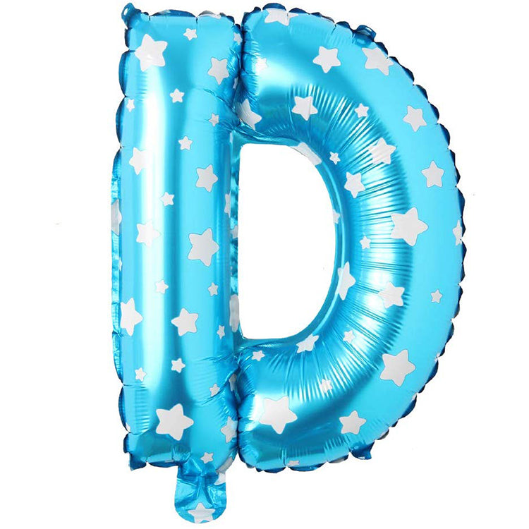 16" Yıldızlı Mavi Harf Folyo Balon - D
