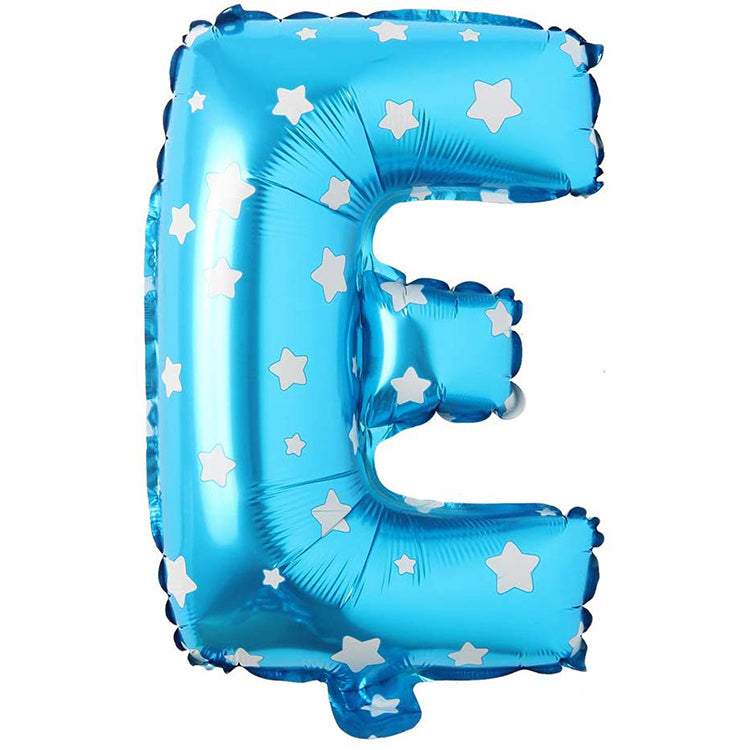 16" Yıldızlı Mavi Harf Folyo Balon - E