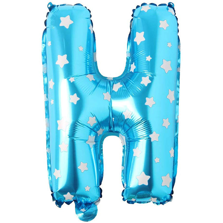 16" Yıldızlı Mavi Harf Folyo Balon - H