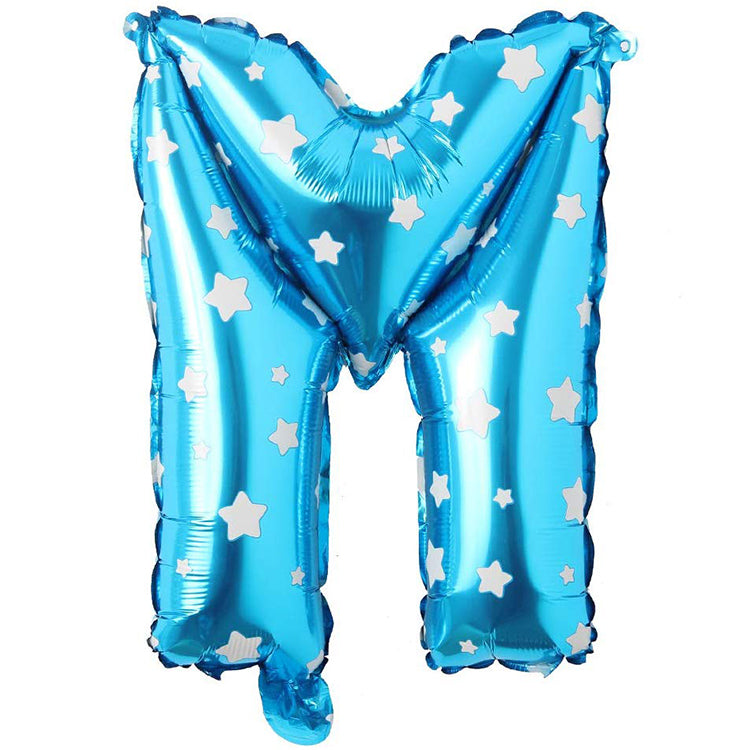 16" Yıldızlı Mavi Harf Folyo Balon - M