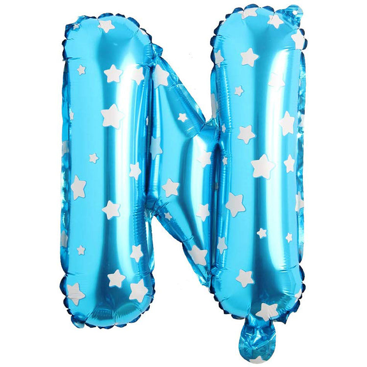 16" Yıldızlı Mavi Harf Folyo Balon - N