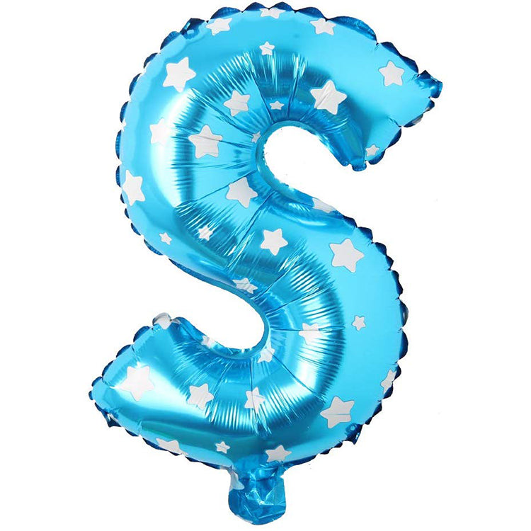 16" Yıldızlı Mavi Harf Folyo Balon - S