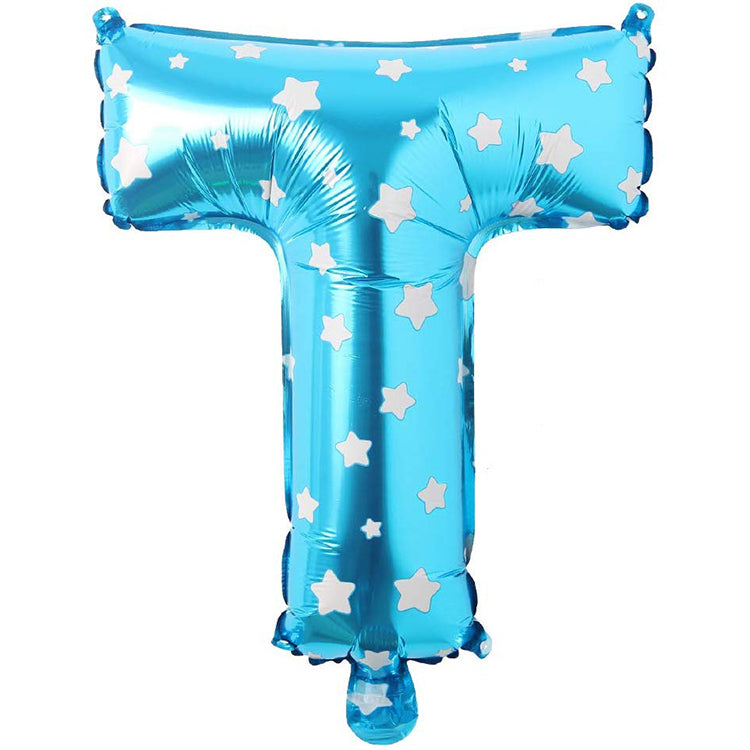 16" Yıldızlı Mavi Harf Folyo Balon - T