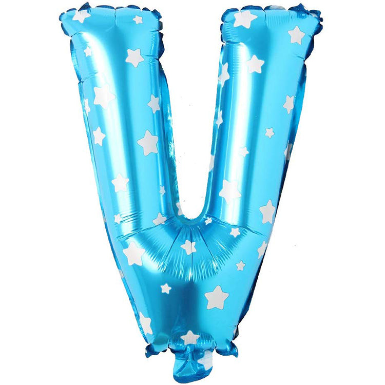 16" Yıldızlı Mavi Harf Folyo Balon - V