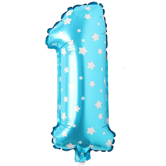 16" Yıldızlı Mavi Rakam Folyo Balon - 1