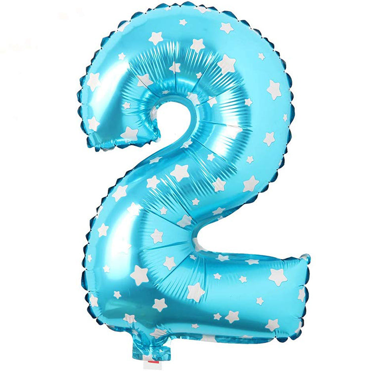 16" Yıldızlı Mavi Rakam Folyo Balon - 2