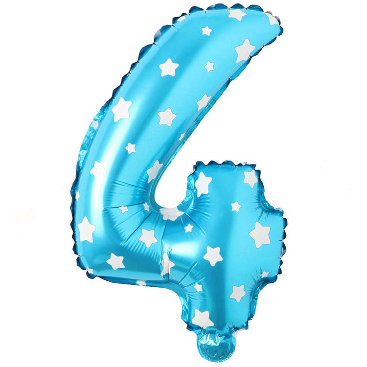 16" Yıldızlı Mavi Rakam Folyo Balon - 4