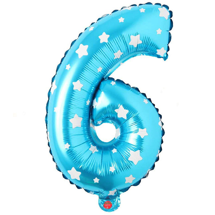16" Yıldızlı Mavi Rakam Folyo Balon - 6