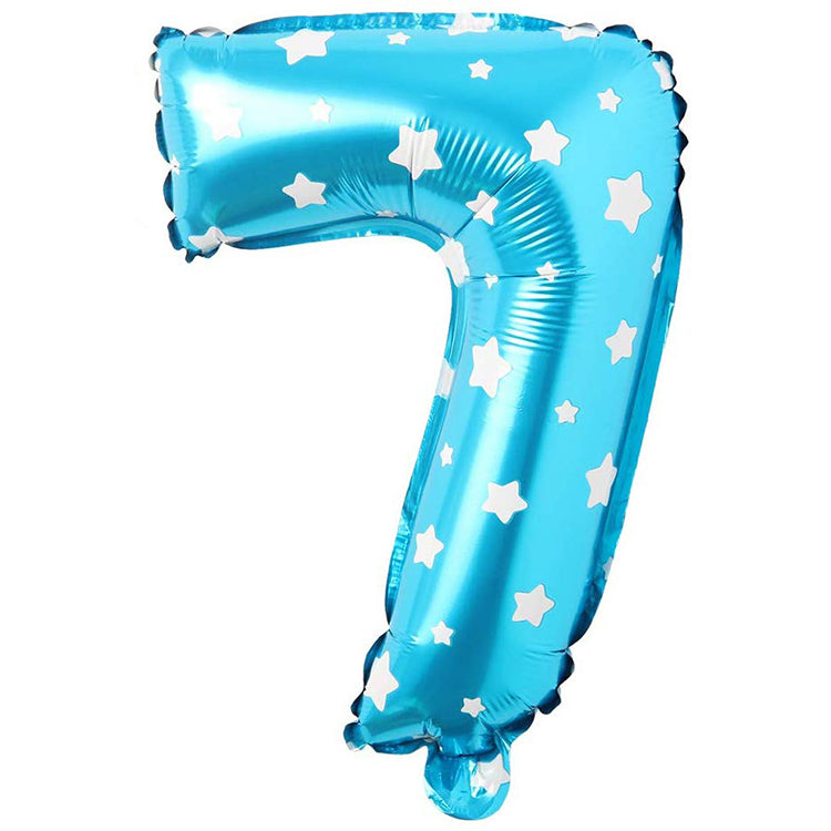 16" Yıldızlı Mavi Rakam Folyo Balon - 7